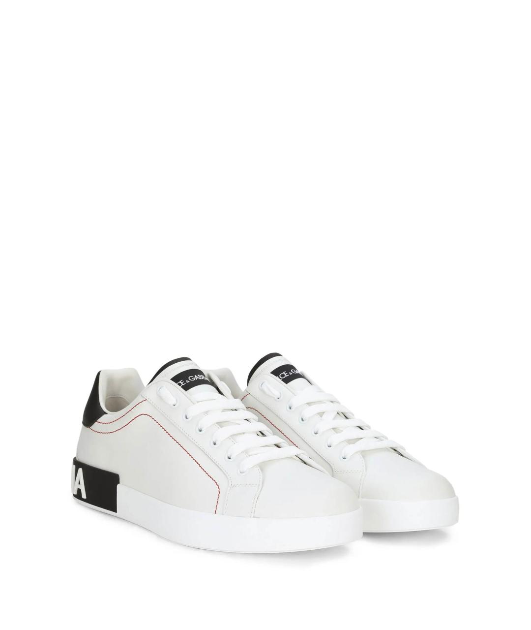 DOLCE&GABBANA Белые кожаные низкие кроссовки / кеды, фото 2