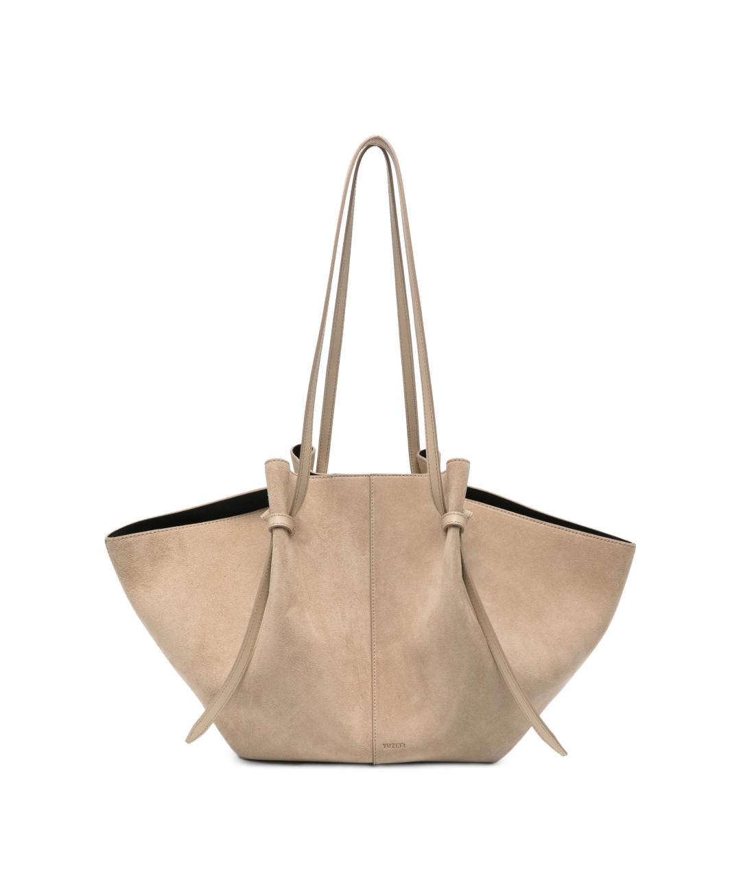 YUZEFI Бежевая замшевая сумка тоут, фото 1