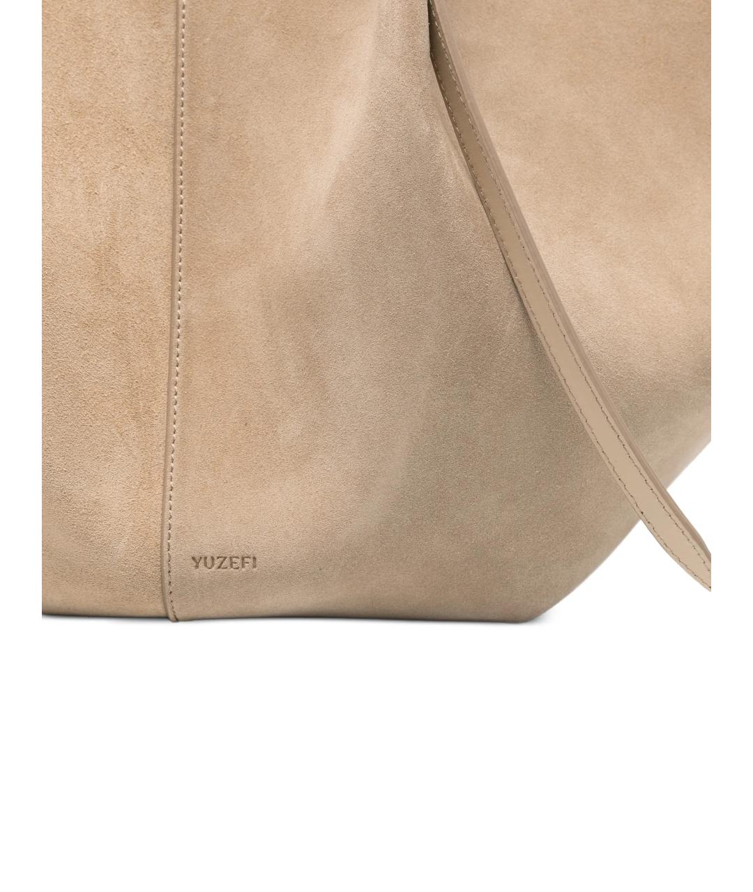 YUZEFI Бежевая замшевая сумка тоут, фото 4