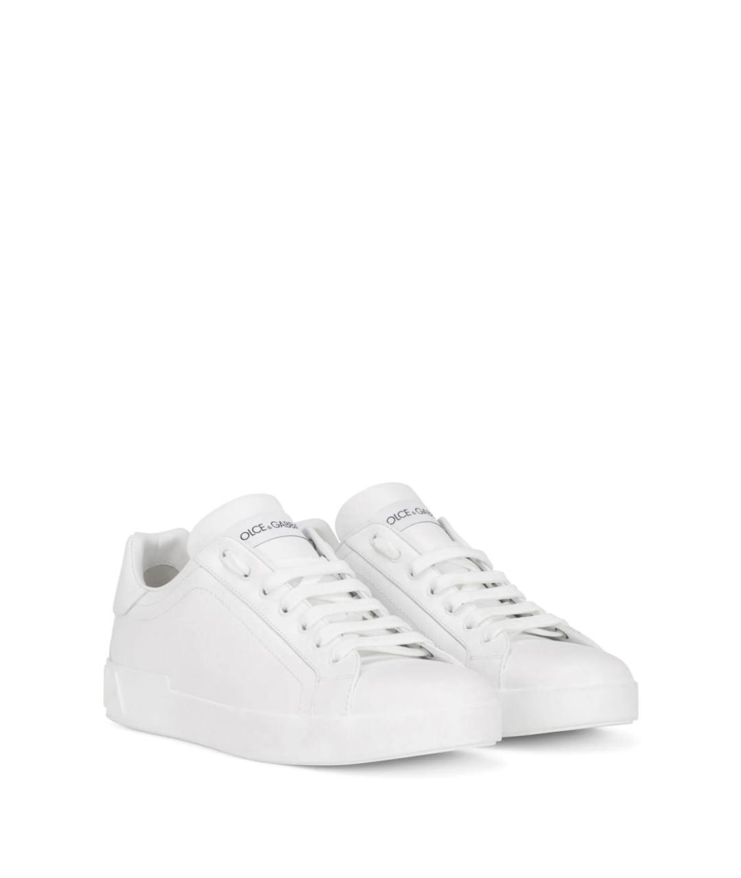 DOLCE&GABBANA Белые кожаные низкие кроссовки / кеды, фото 2