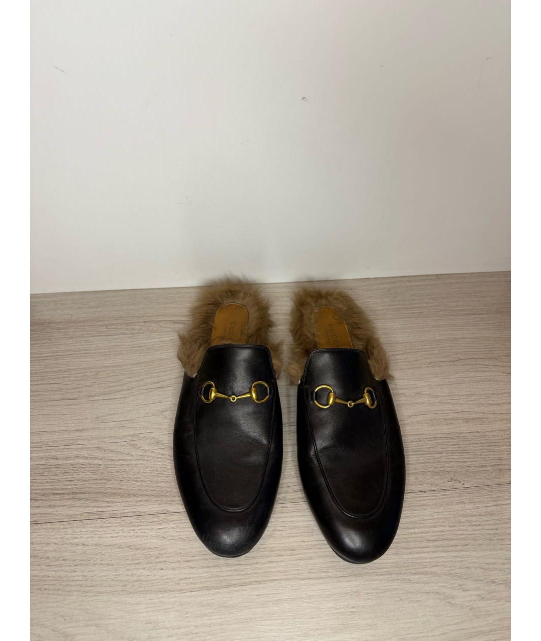 GUCCI Черные кожаные мюли, фото 2