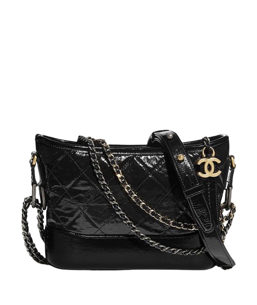 CHANEL Черная сумка через плечо из лакированной кожи, фото 1