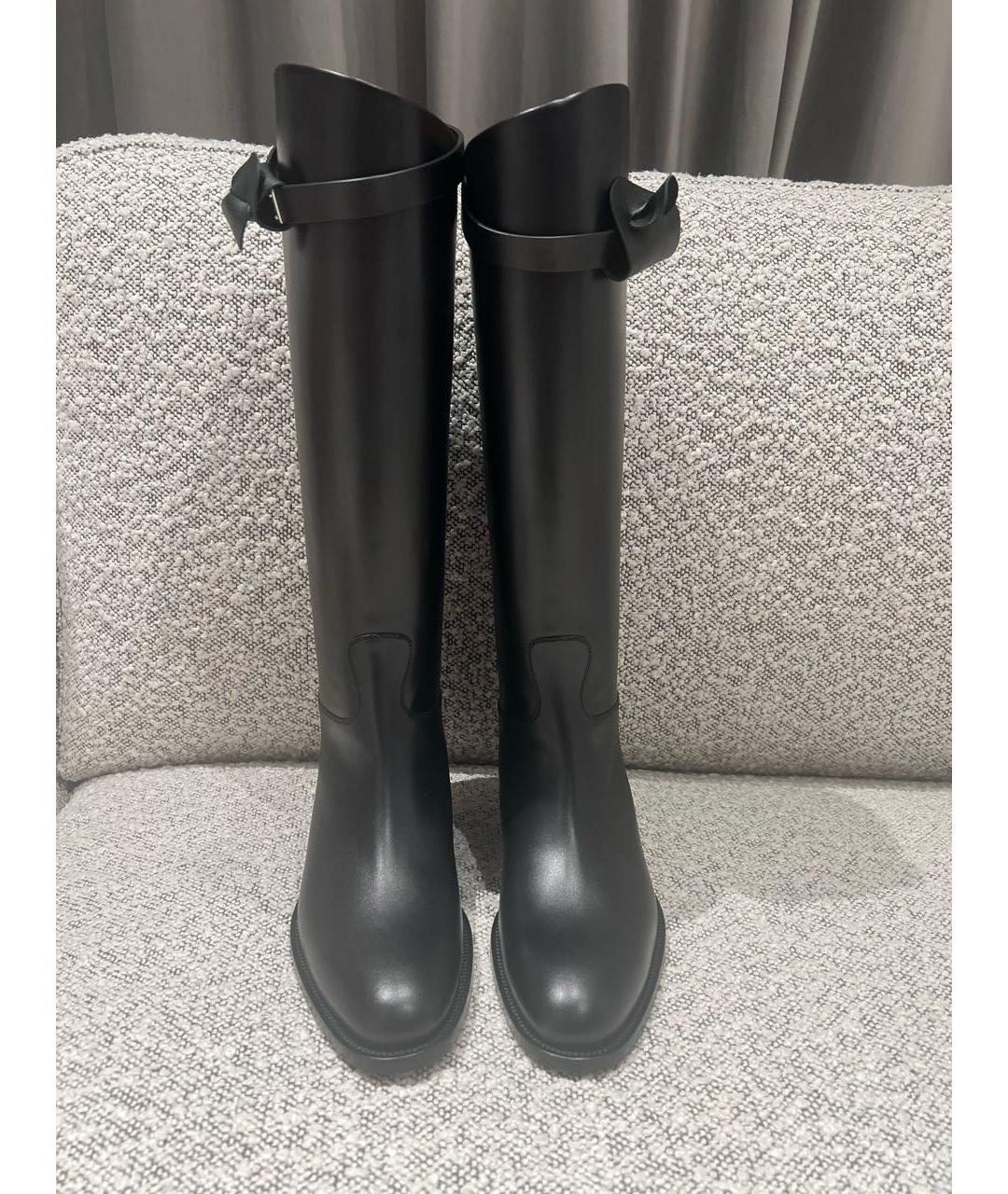 HERMES Черные кожаные сапоги, фото 2