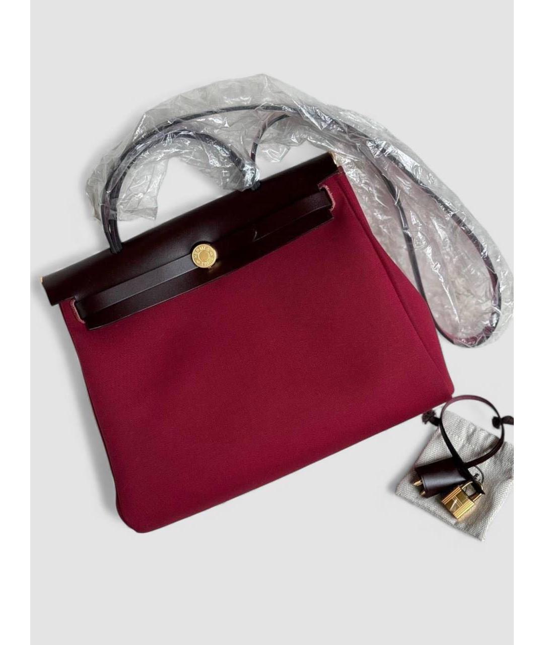 HERMES Бордовая тканевая сумка через плечо, фото 2