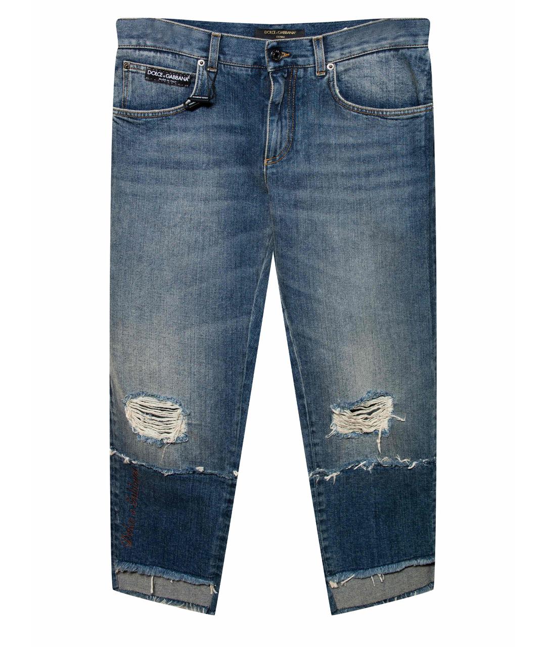 DOLCE&GABBANA Синие хлопковые прямые джинсы, фото 1