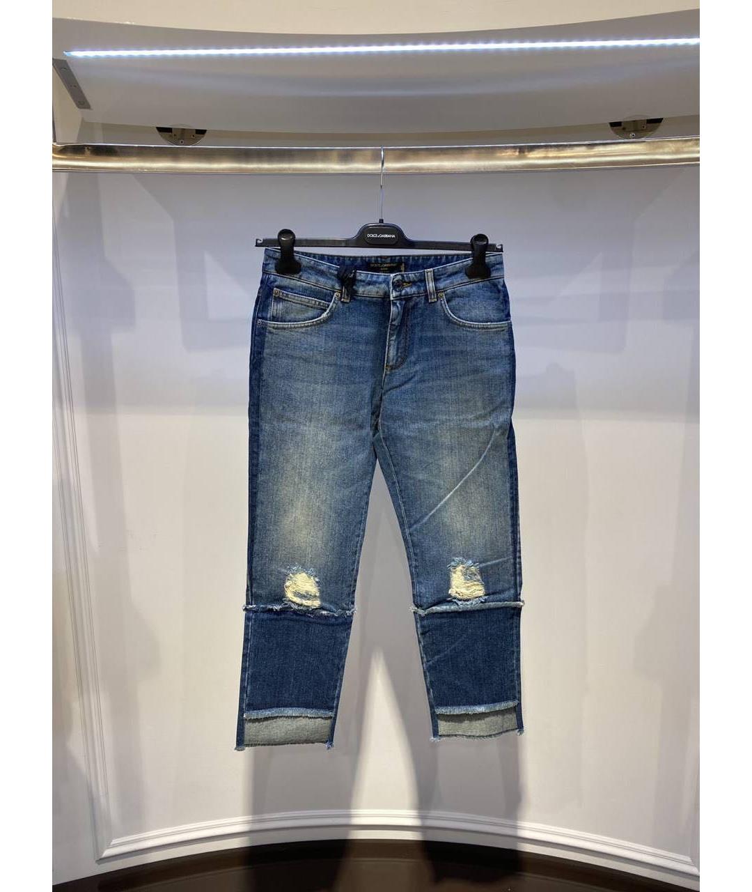 DOLCE&GABBANA Синие хлопковые прямые джинсы, фото 2