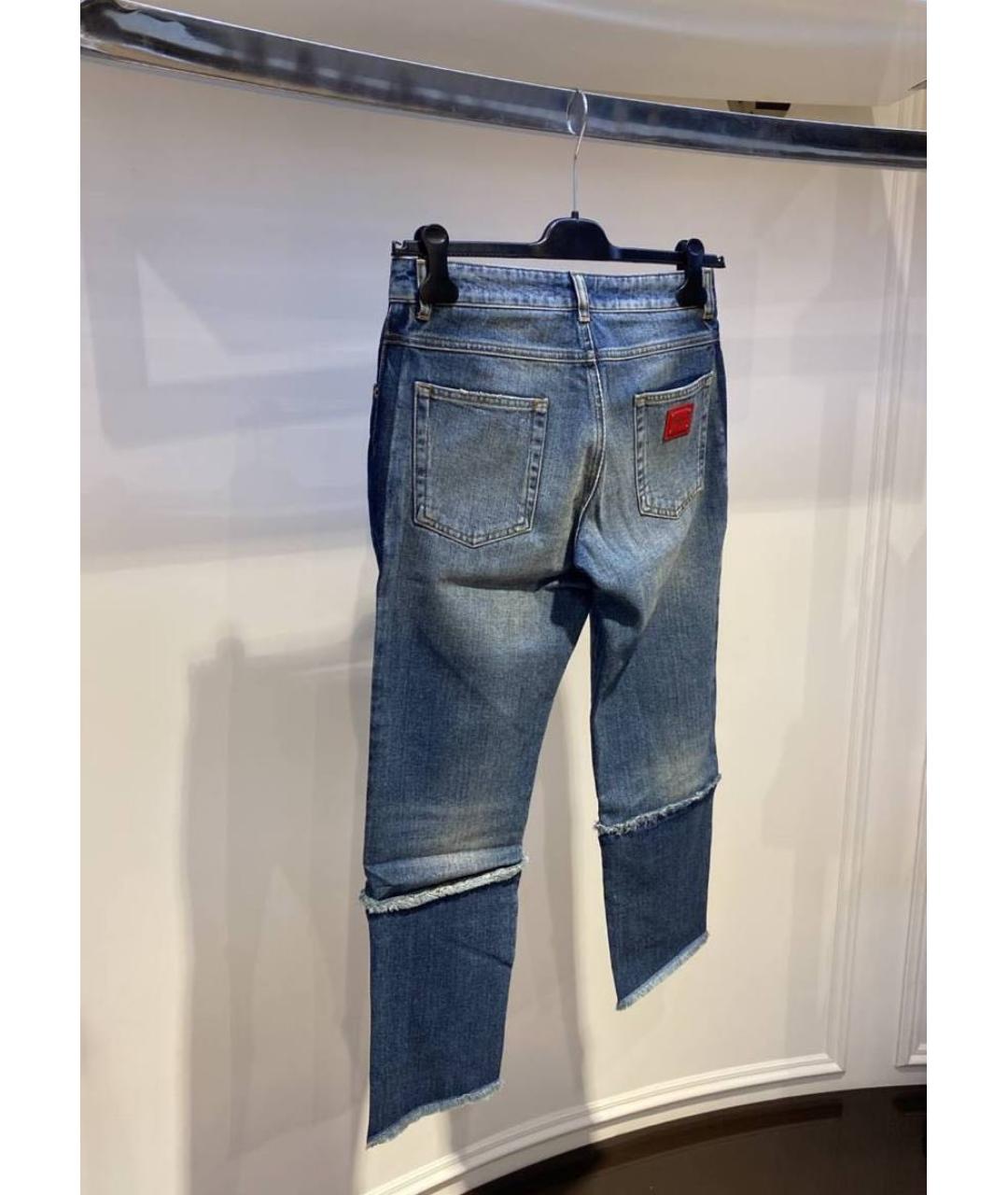 DOLCE&GABBANA Синие хлопковые прямые джинсы, фото 4