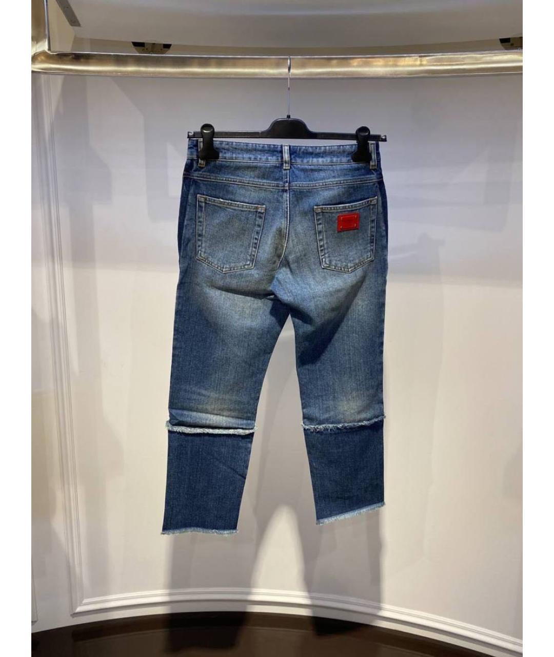 DOLCE&GABBANA Синие хлопковые прямые джинсы, фото 3