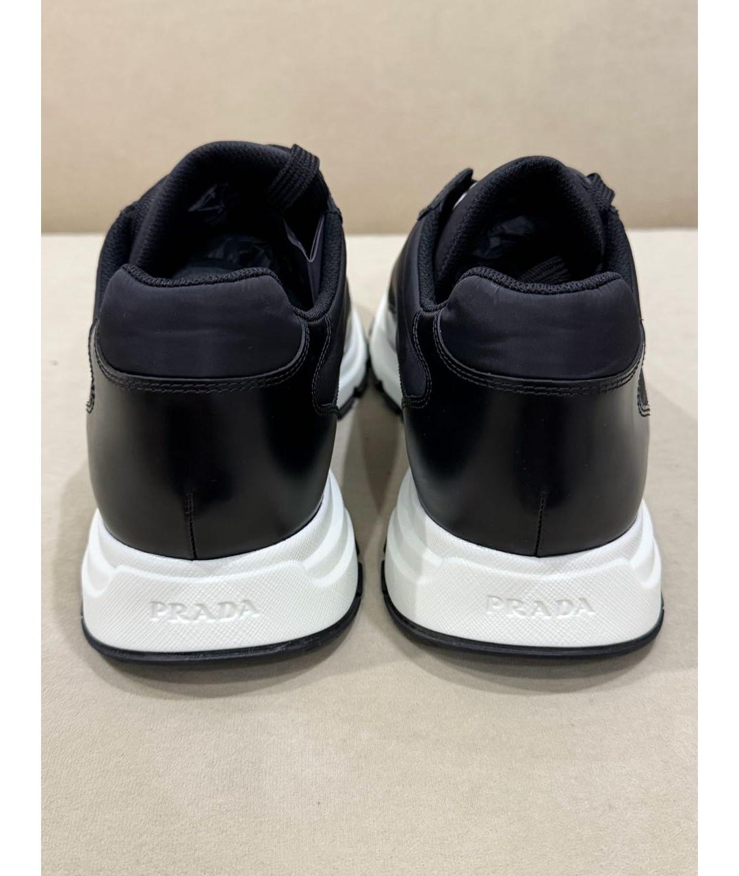 PRADA Черные кожаные низкие кроссовки / кеды, фото 4