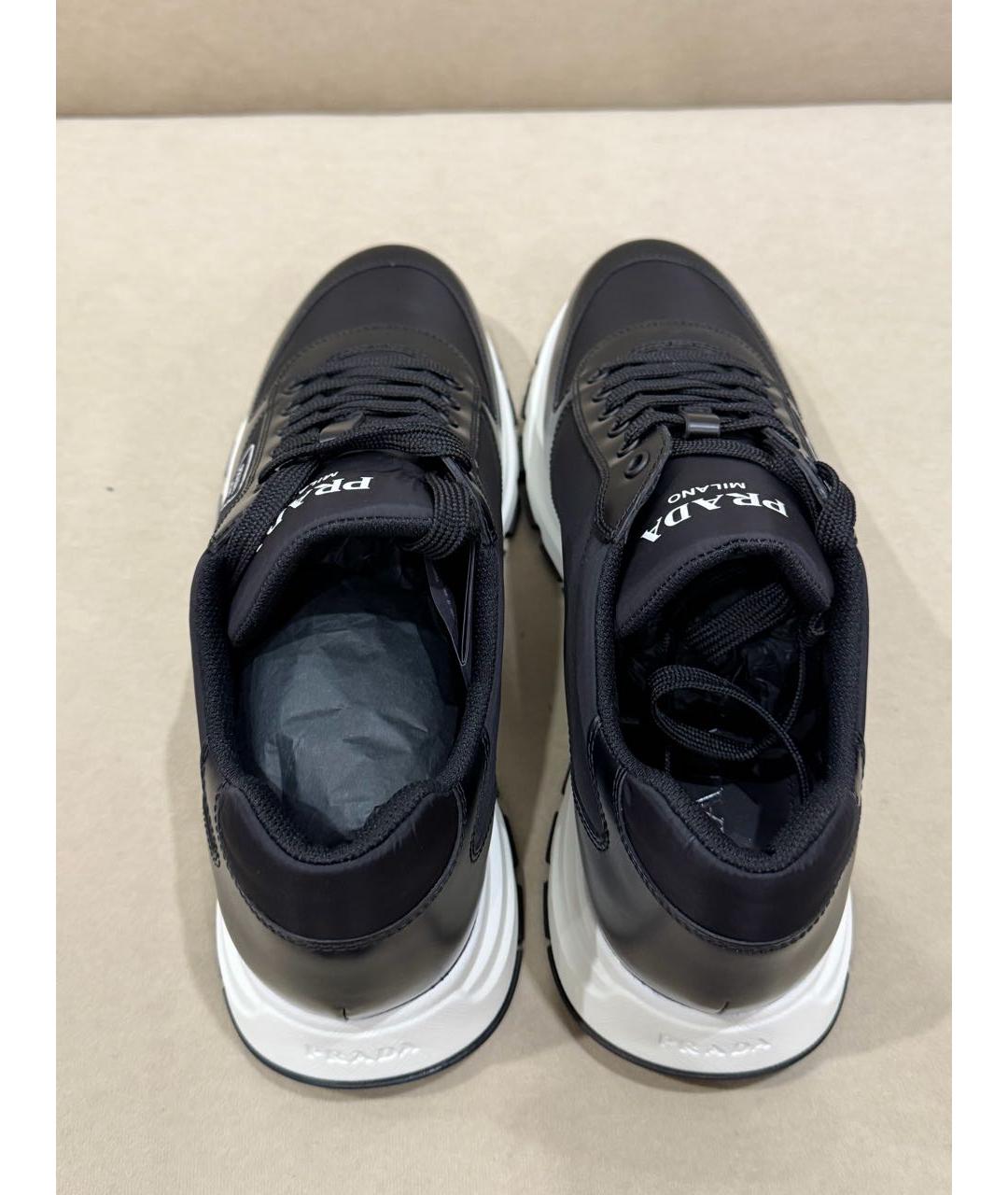 PRADA Черные кожаные низкие кроссовки / кеды, фото 3