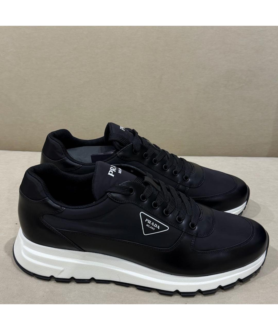 PRADA Черные кожаные низкие кроссовки / кеды, фото 6