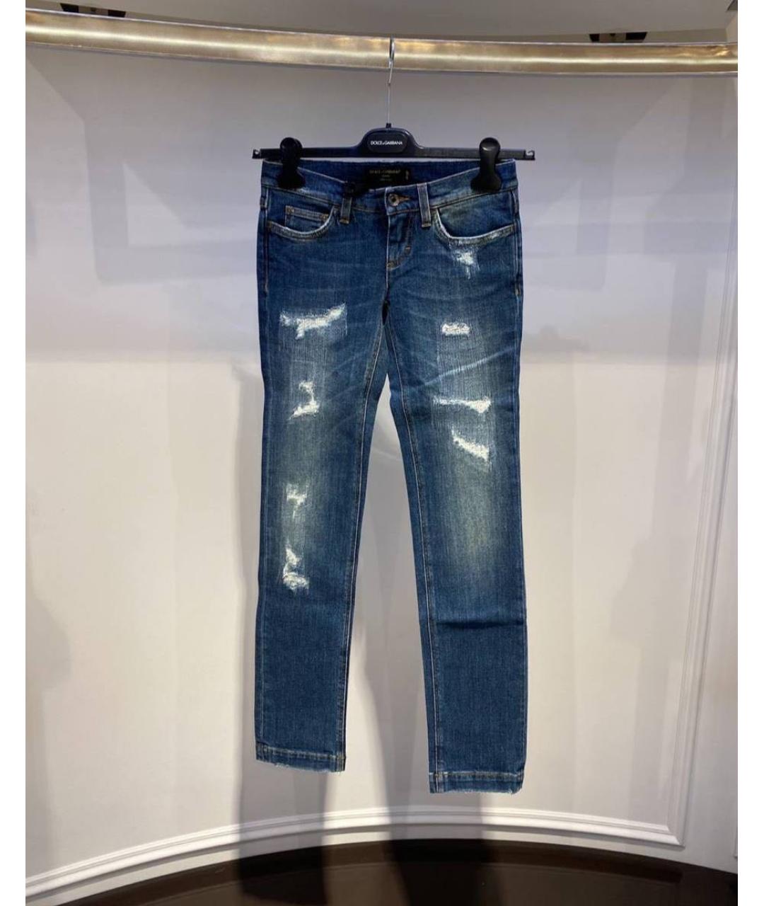 DOLCE&GABBANA Синие хлопковые прямые джинсы, фото 2