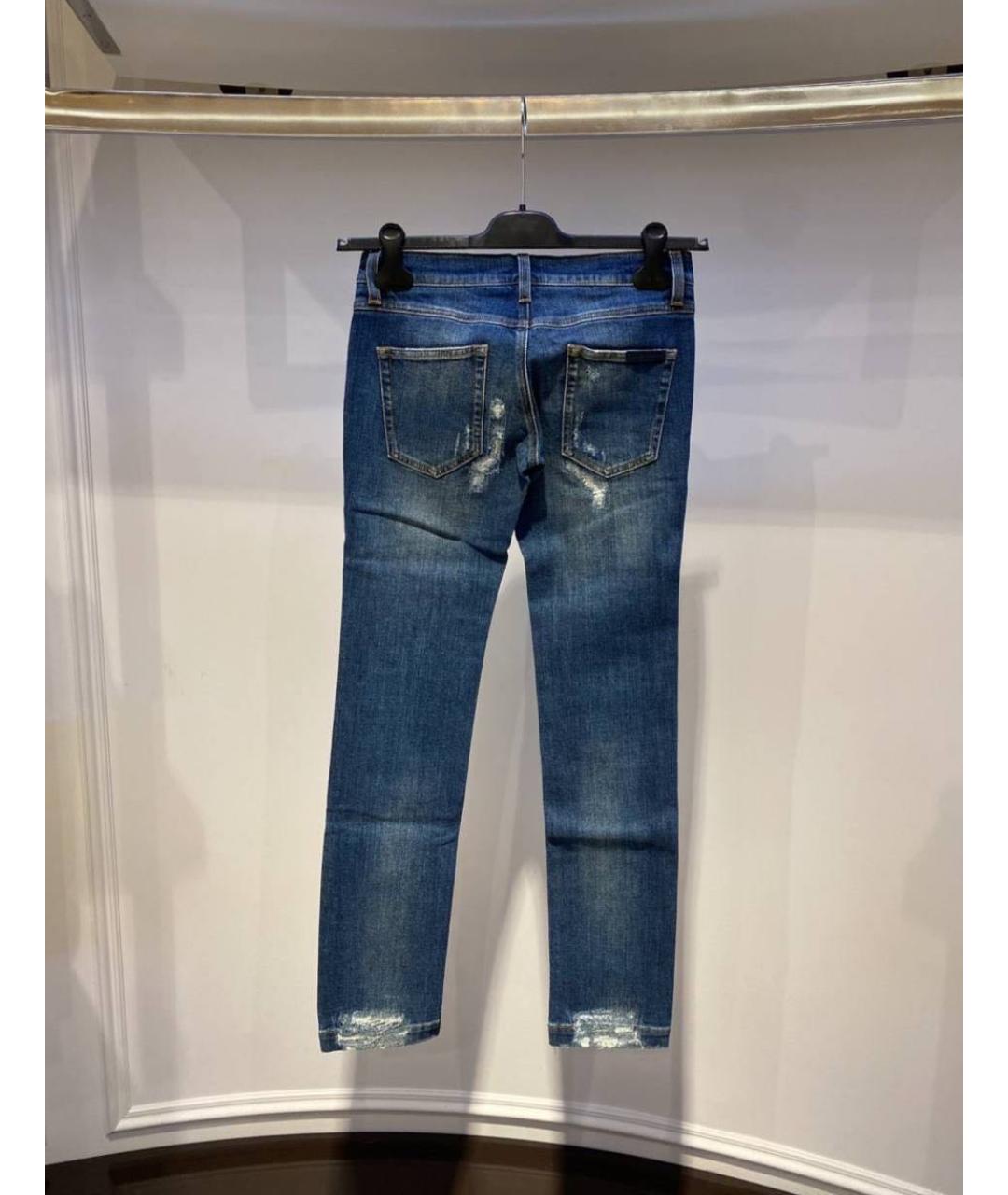DOLCE&GABBANA Синие хлопковые прямые джинсы, фото 3