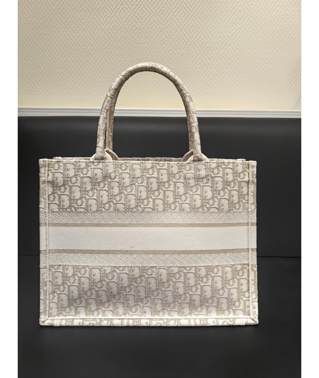 CHRISTIAN DIOR Бежевая хлопковая сумка тоут, фото 3