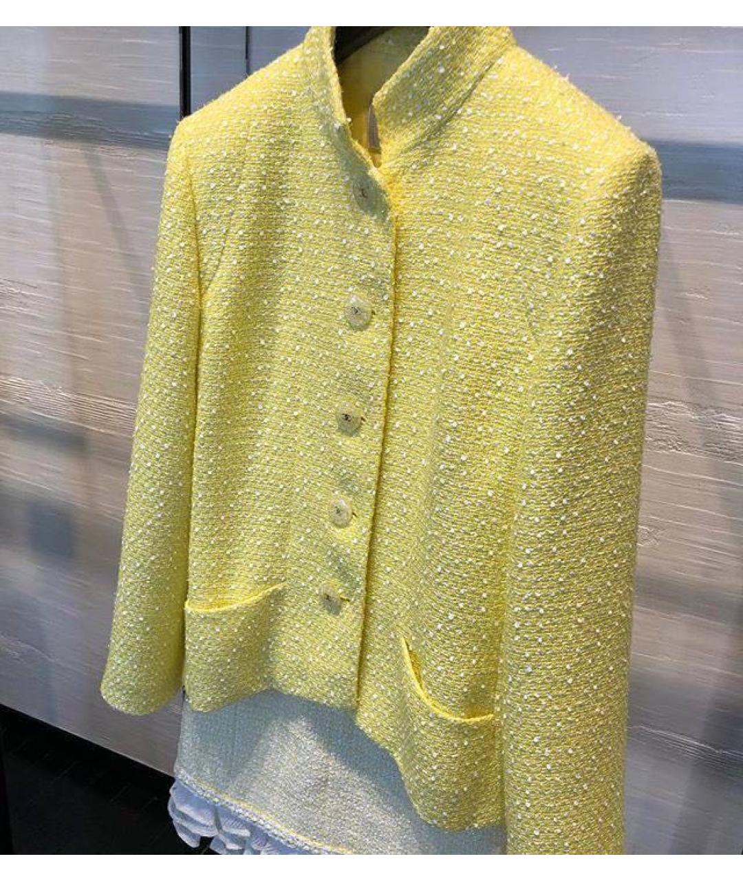 CHANEL Желтый твидовый жакет/пиджак, фото 4