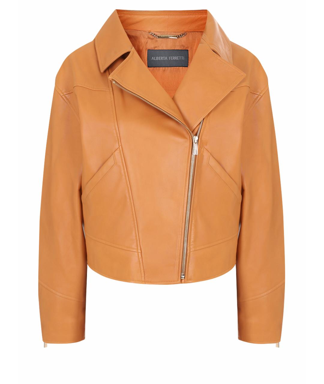 ALBERTA FERRETTI Оранжевая кожаная куртка, фото 1