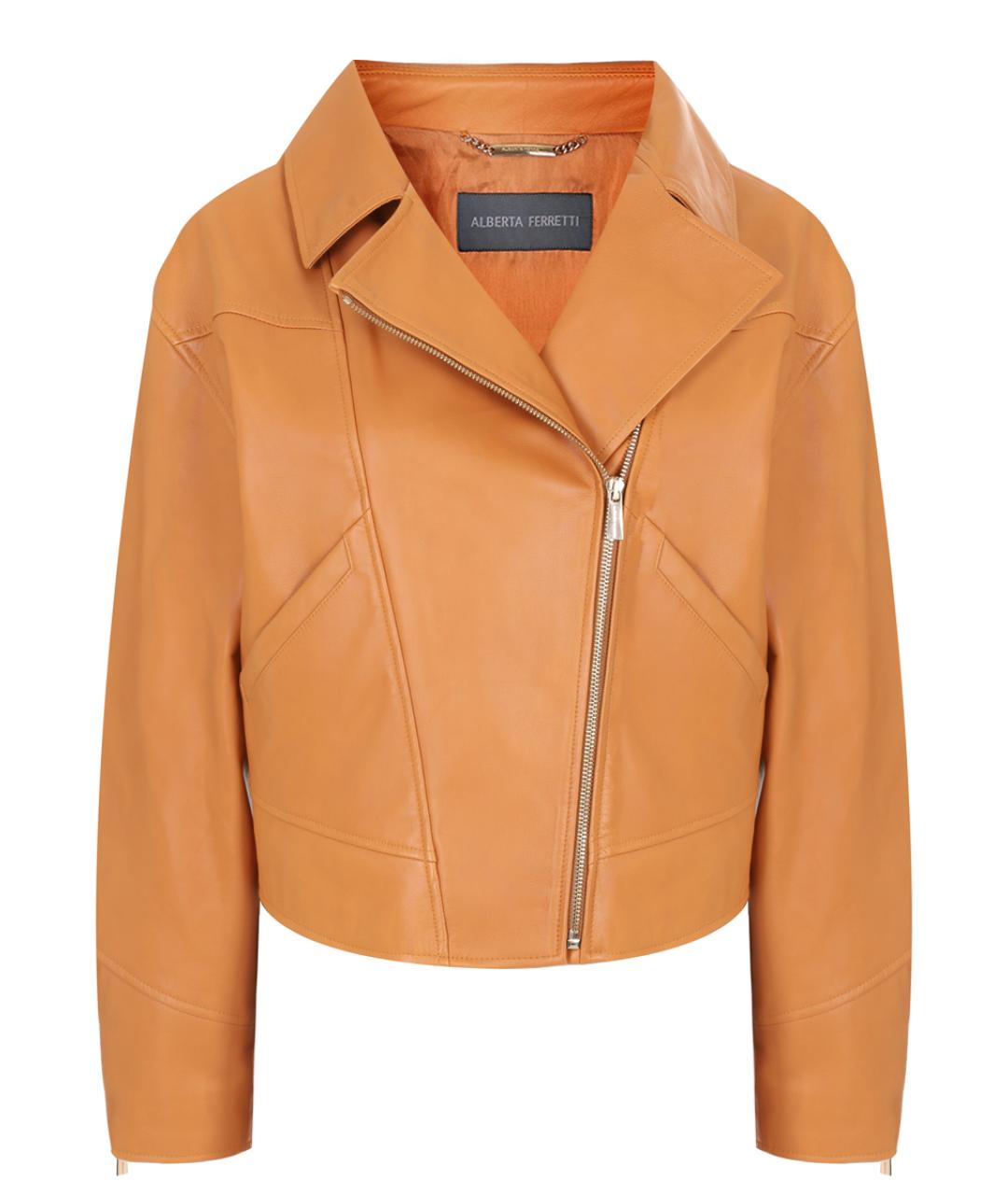 ALBERTA FERRETTI Оранжевая кожаная куртка, фото 6