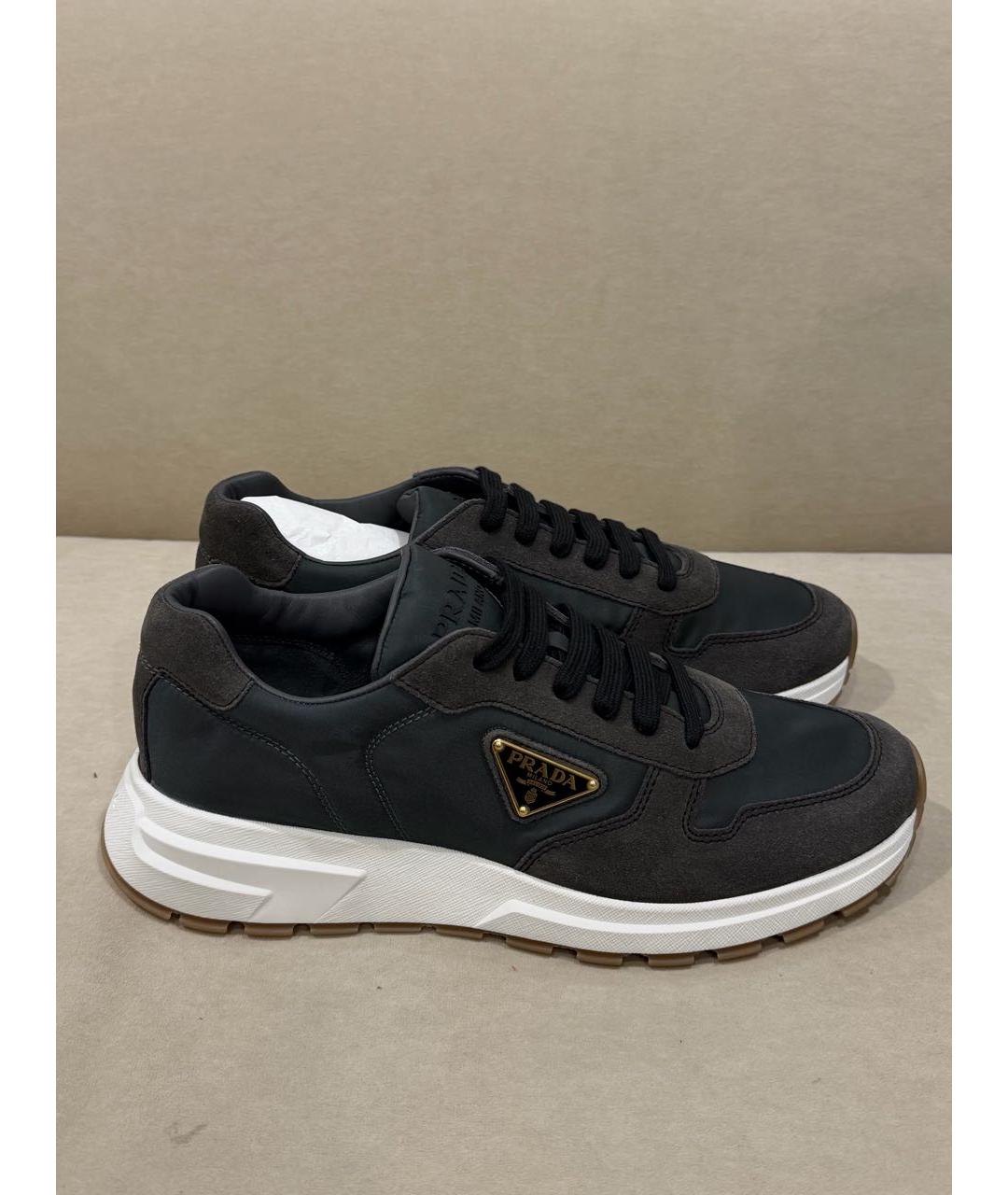 PRADA Темно-синие замшевые низкие кроссовки / кеды, фото 6