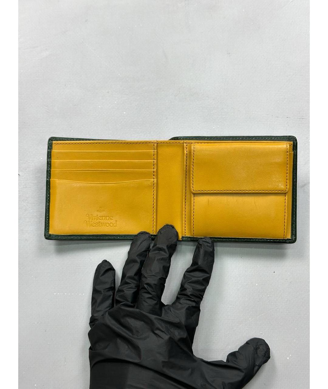 VIVIENNE WESTWOOD Зеленый кожаный кошелек, фото 4
