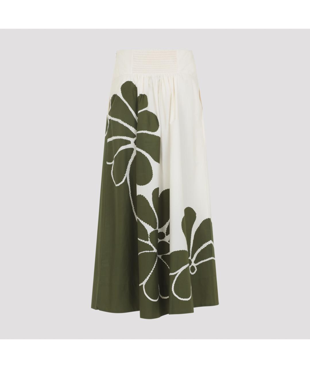 FARM RIO Зеленая хлопковая юбка миди, фото 4