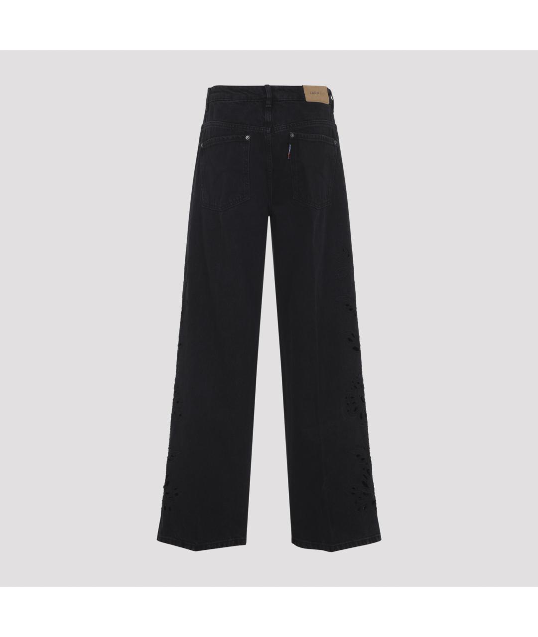 FARM RIO Черные хлопковые прямые джинсы, фото 4