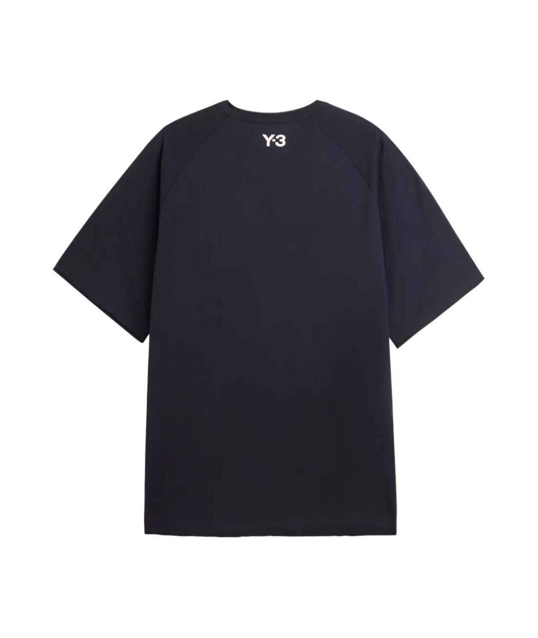 Y-3 Темно-синяя хлопковая футболка, фото 2