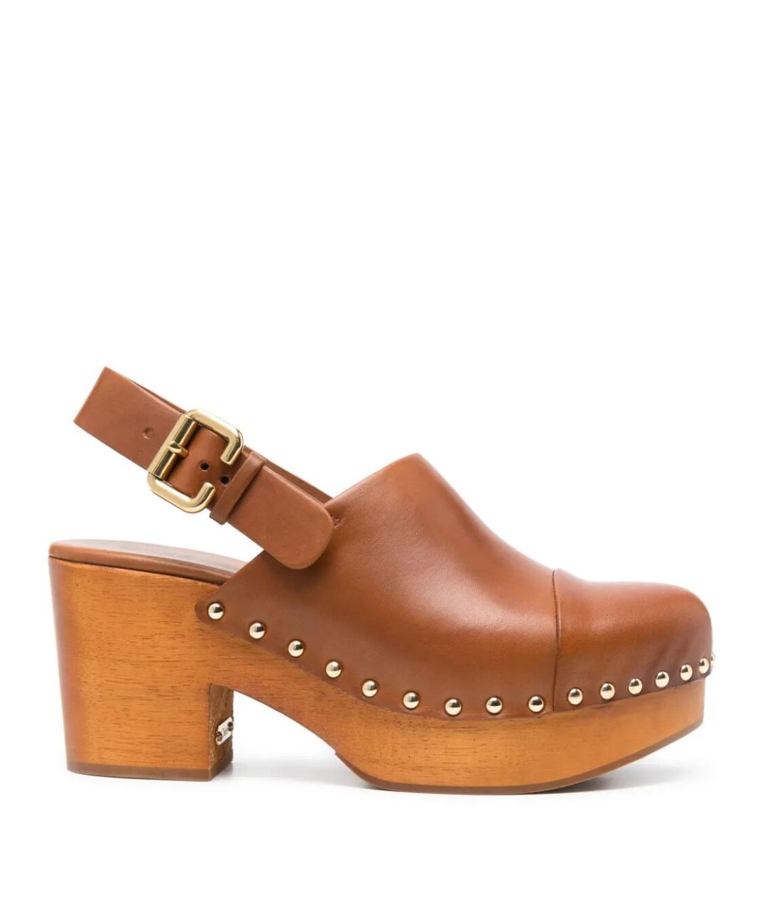 CHLOE Коричневые кожаные сабо, фото 1
