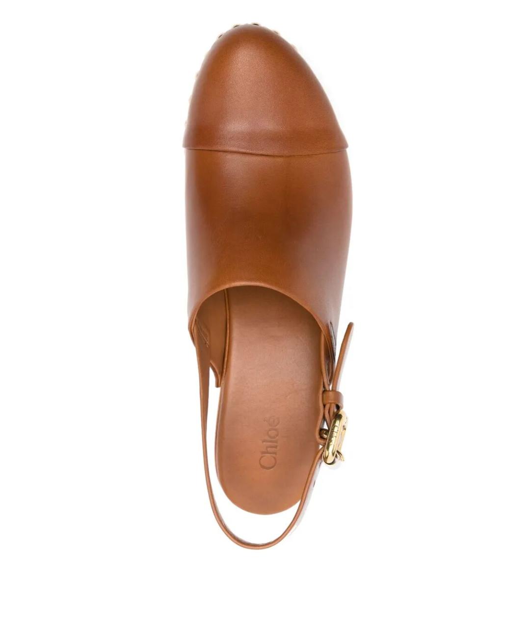 CHLOE Коричневые кожаные сабо, фото 4