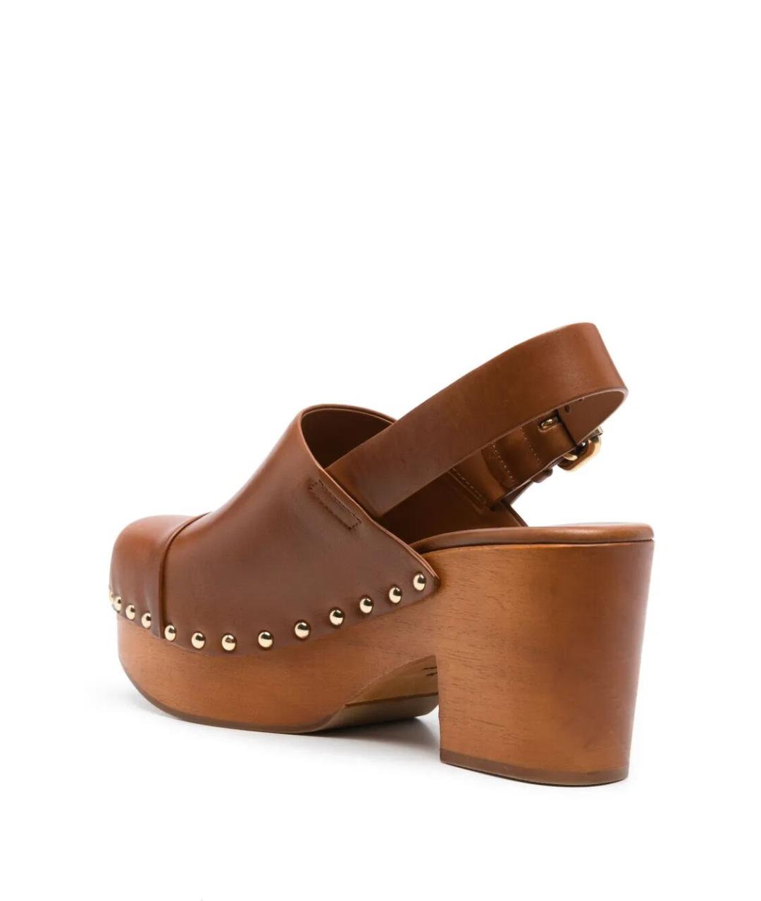 CHLOE Коричневые кожаные сабо, фото 3
