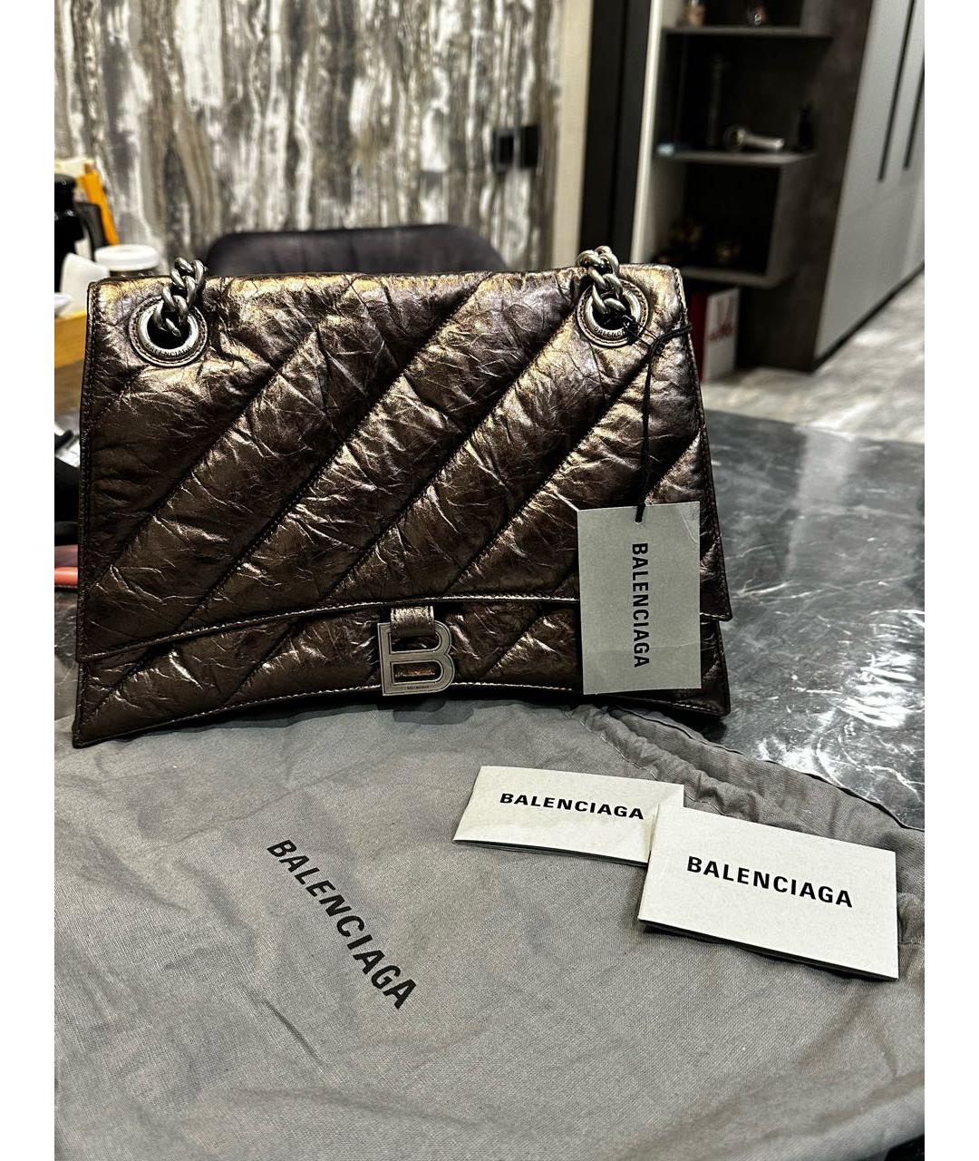 BALENCIAGA Коричневая кожаная сумка через плечо, фото 5