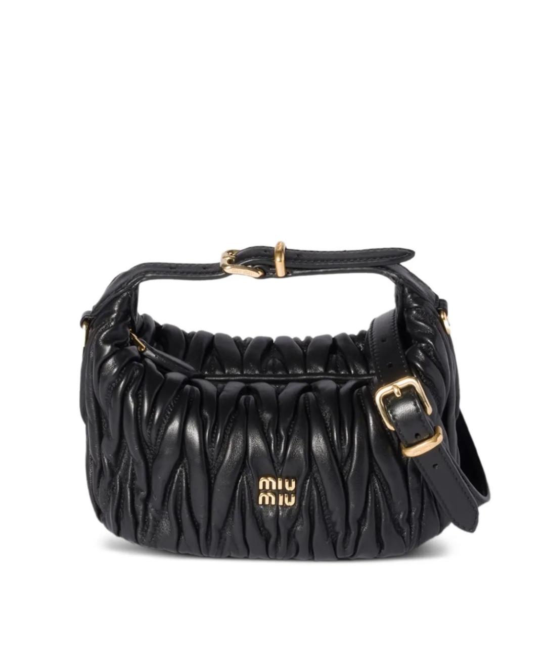 MIU MIU Черная кожаная сумка с короткими ручками, фото 1