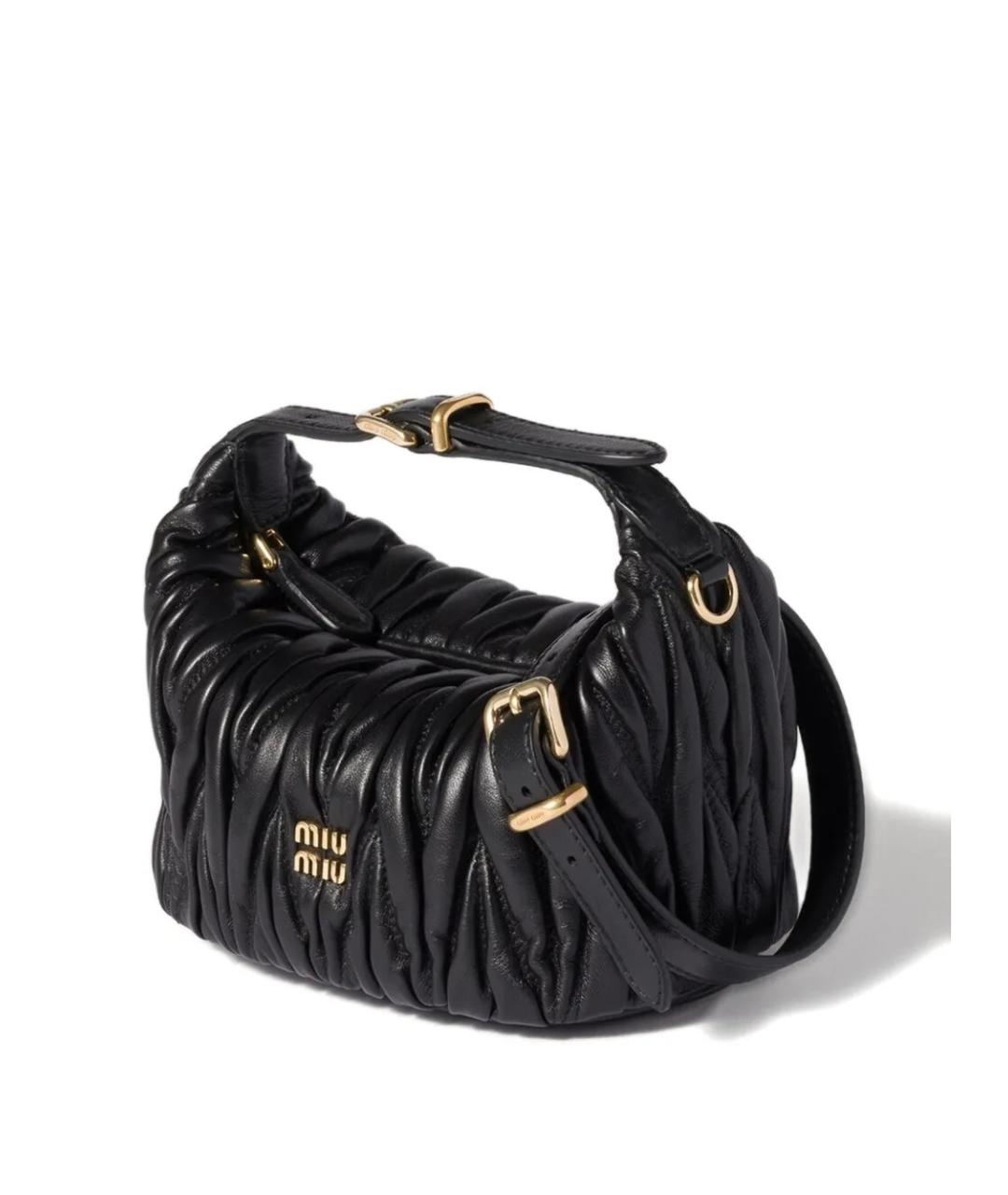 MIU MIU Черная кожаная сумка с короткими ручками, фото 4