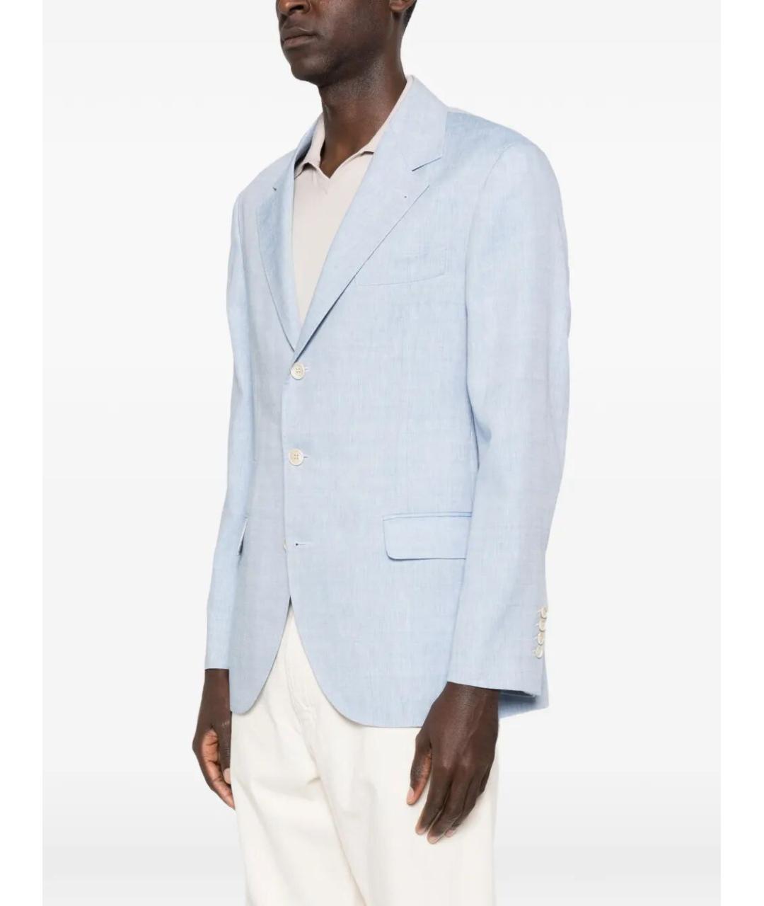 BRUNELLO CUCINELLI Голубой шерстяной пиджак, фото 4