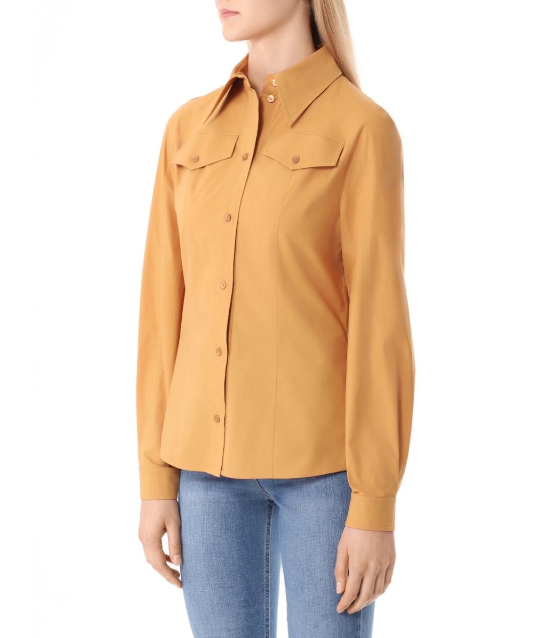 ALBERTA FERRETTI Горчичная хлопковая рубашка, фото 3