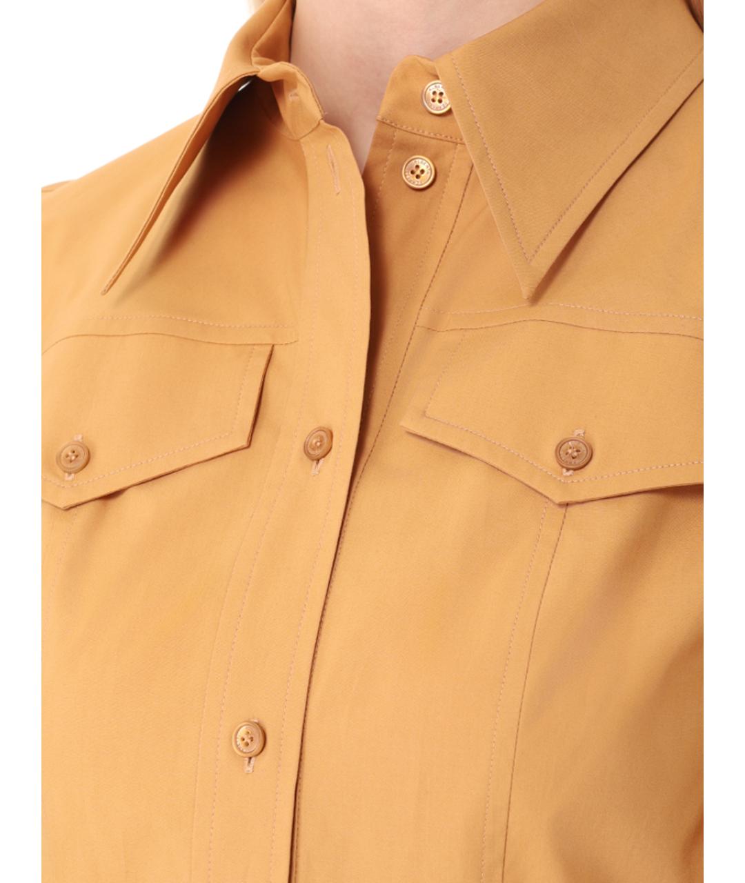 ALBERTA FERRETTI Горчичная хлопковая рубашка, фото 4