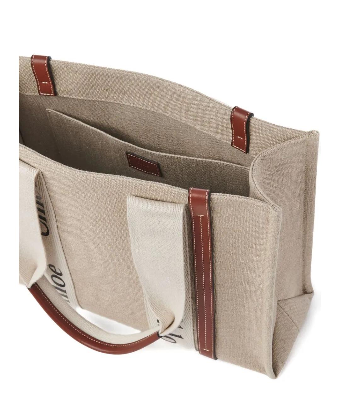 CHLOE Бежевая кожаная сумка тоут, фото 4