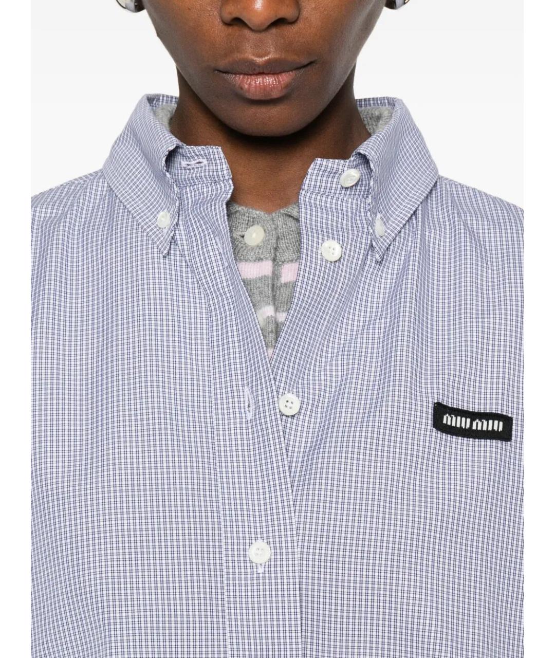 MIU MIU Голубая хлопковая рубашка, фото 5
