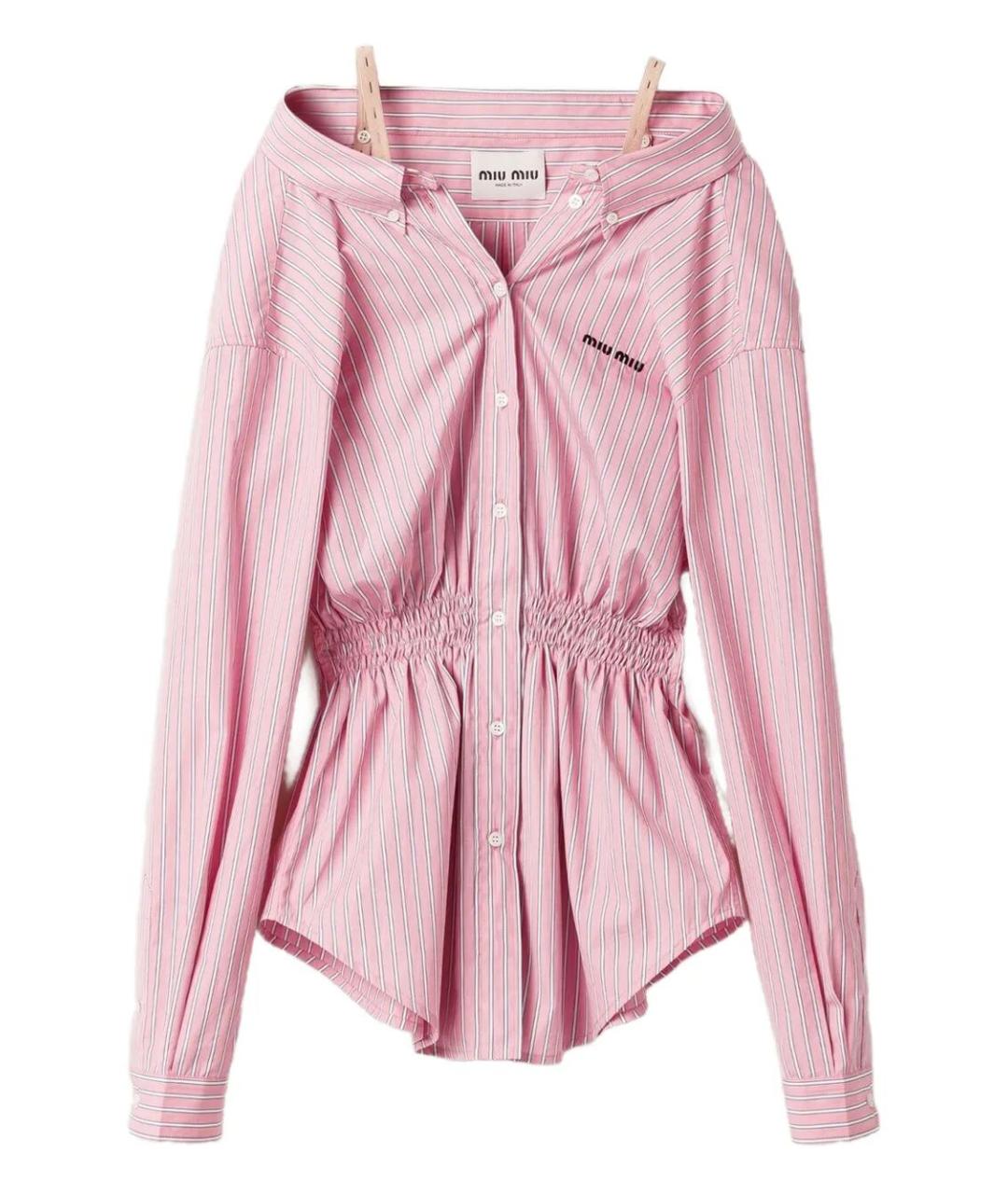 MIU MIU Розовое хлопковое коктейльное платье, фото 1