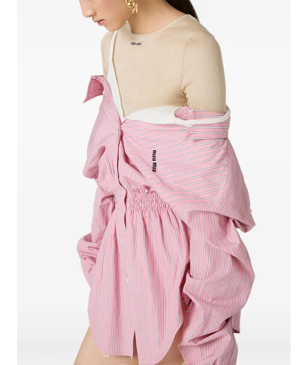 MIU MIU Розовое хлопковое коктейльное платье, фото 2