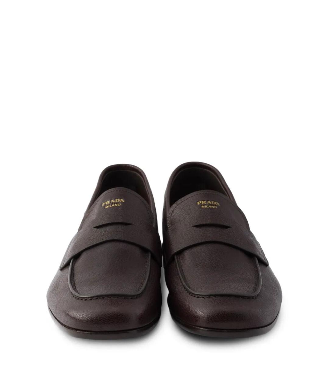 PRADA Коричневые кожаные лоферы, фото 3