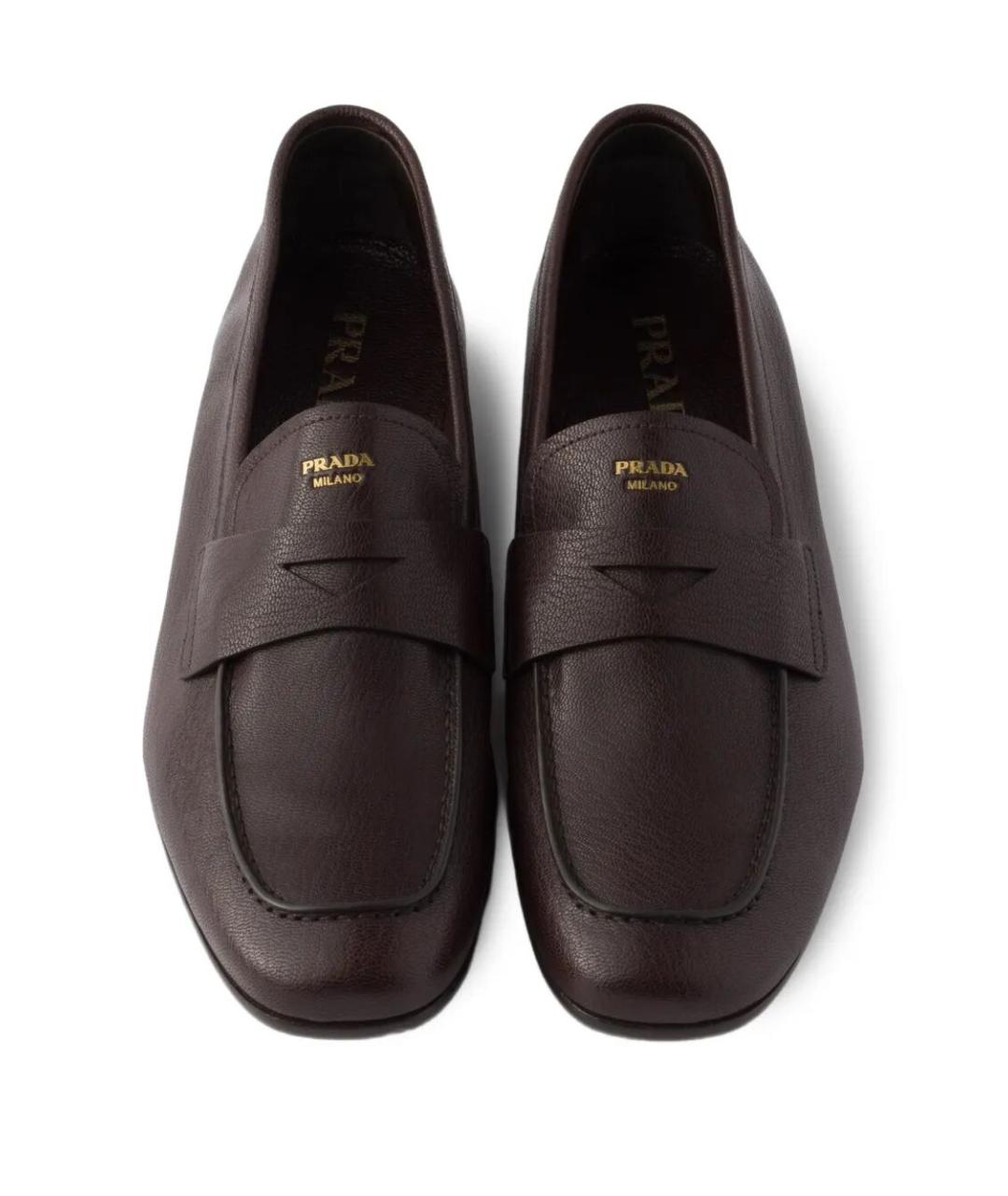 PRADA Коричневые кожаные лоферы, фото 5