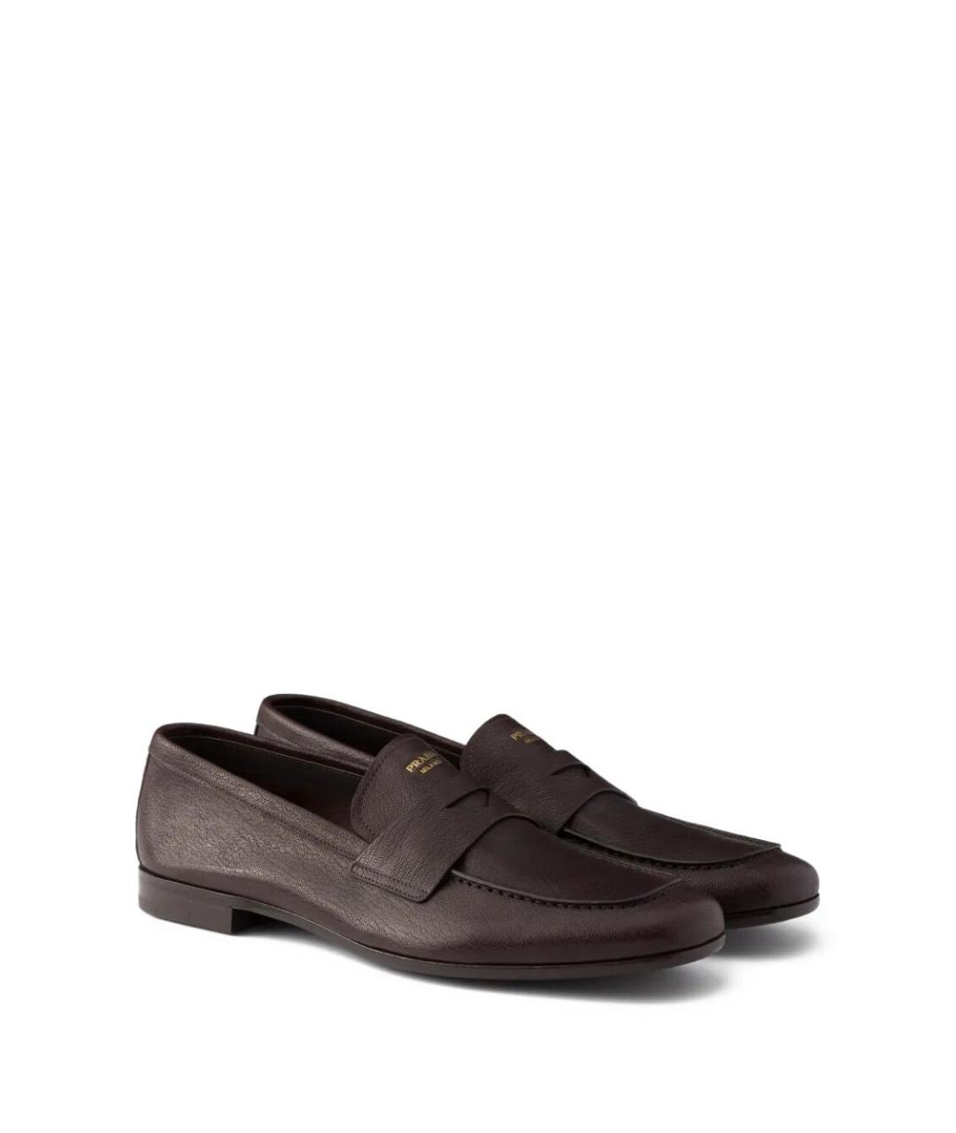 PRADA Коричневые кожаные лоферы, фото 4