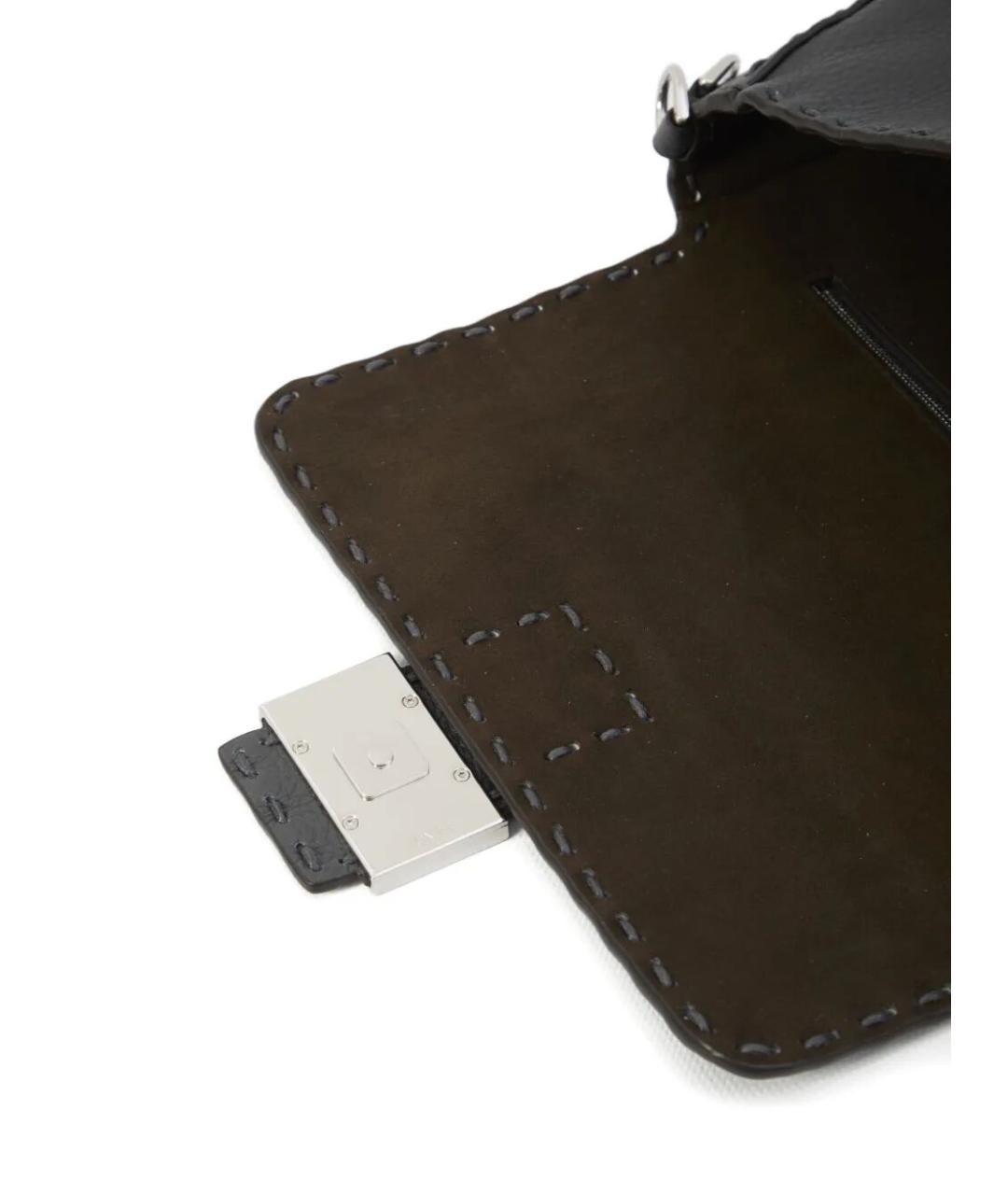 FENDI Антрацитовая кожаная сумка на плечо, фото 3