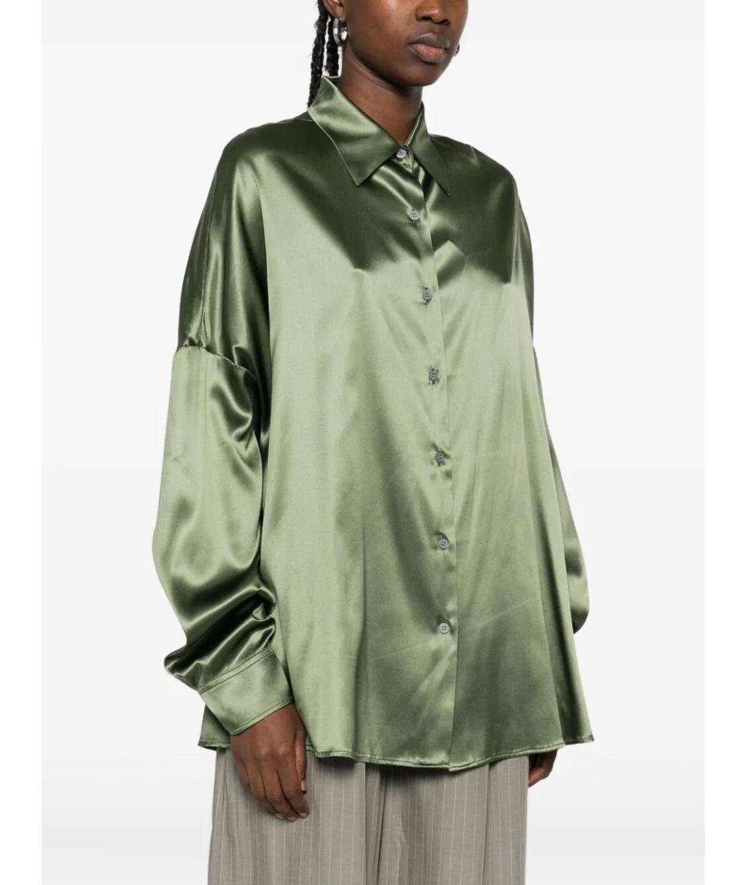 DRIES VAN NOTEN Зеленая шелковая рубашка, фото 4