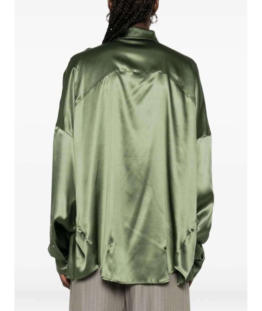 DRIES VAN NOTEN Зеленая шелковая рубашка, фото 5