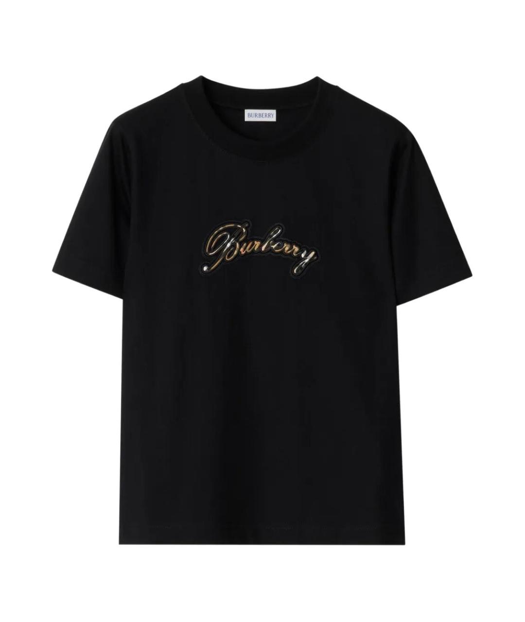 BURBERRY Черная хлопковая футболка, фото 1