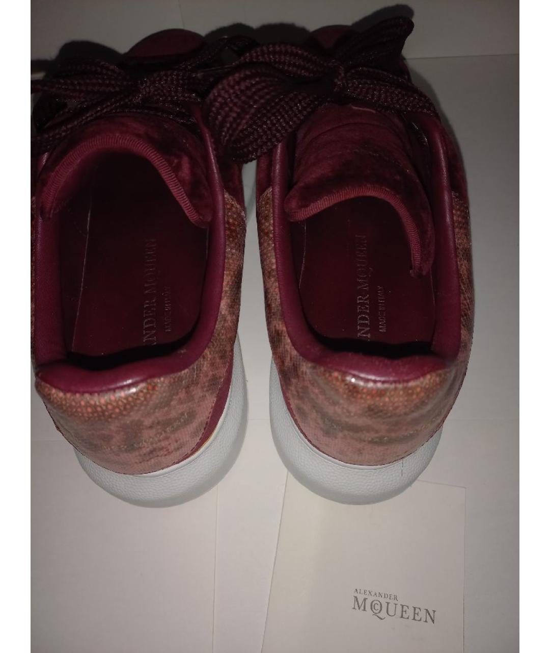 ALEXANDER MCQUEEN Бордовые бархатные кроссовки, фото 3