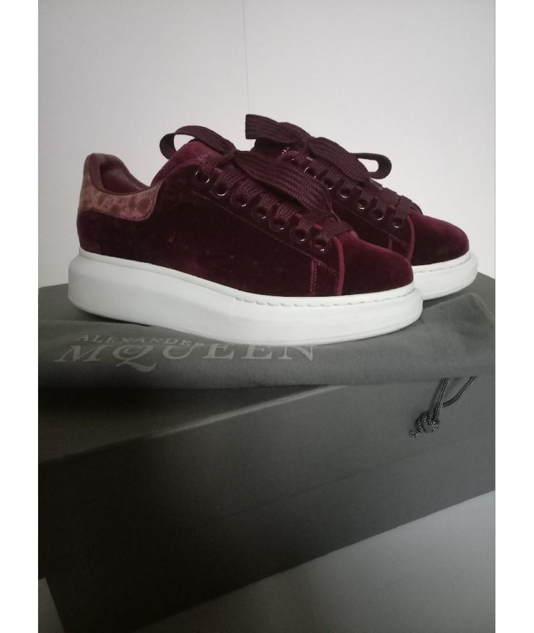ALEXANDER MCQUEEN Бордовые бархатные кроссовки, фото 6