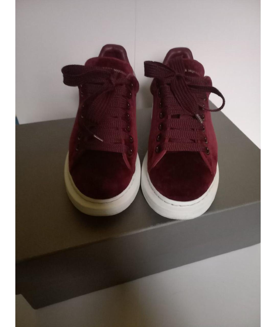ALEXANDER MCQUEEN Бордовые бархатные кроссовки, фото 2