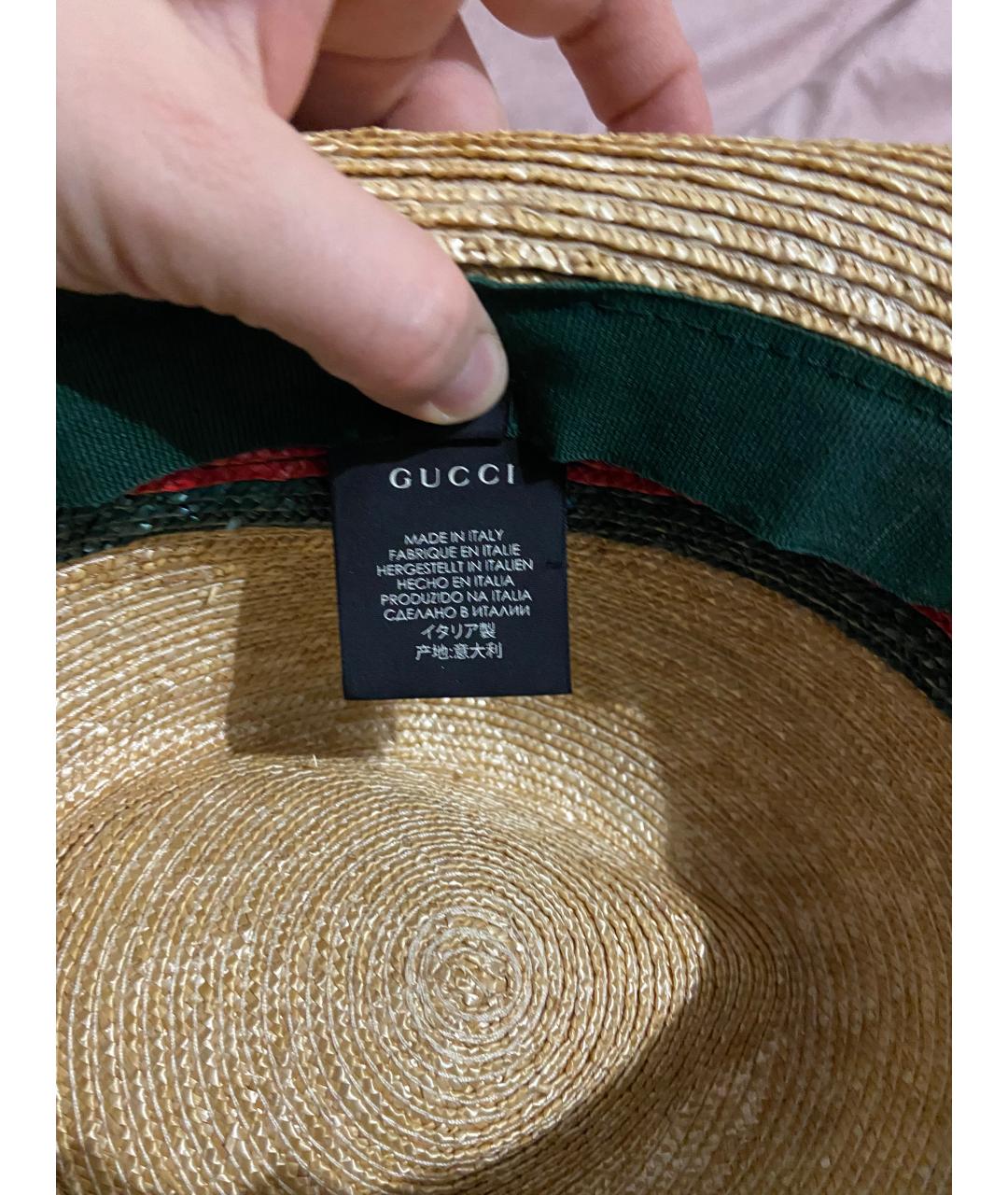 GUCCI Бежевая соломенная шляпа, фото 3